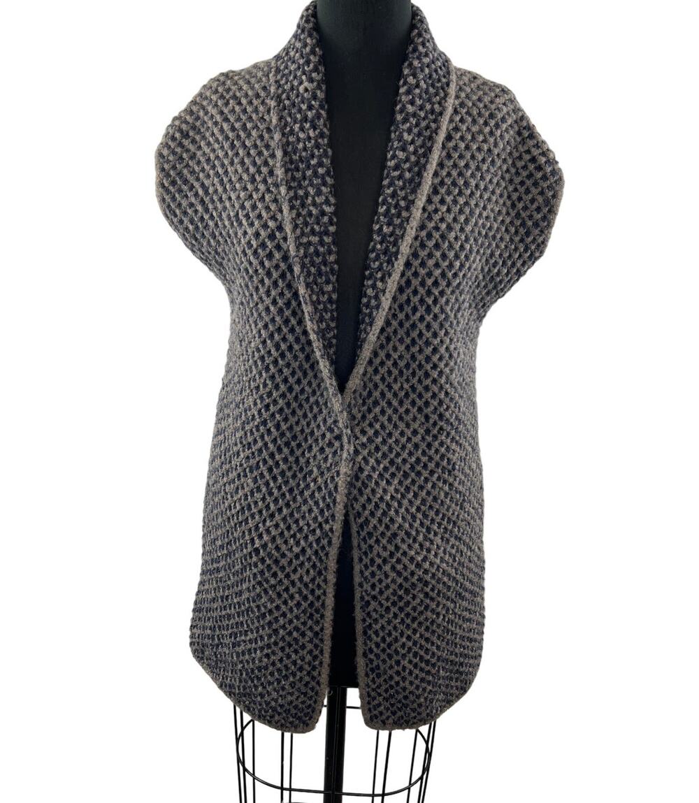 Fabiana Filippi Brown Wool Silk Cashmere Shawl Texture Open Sweater Sz 38 XXS